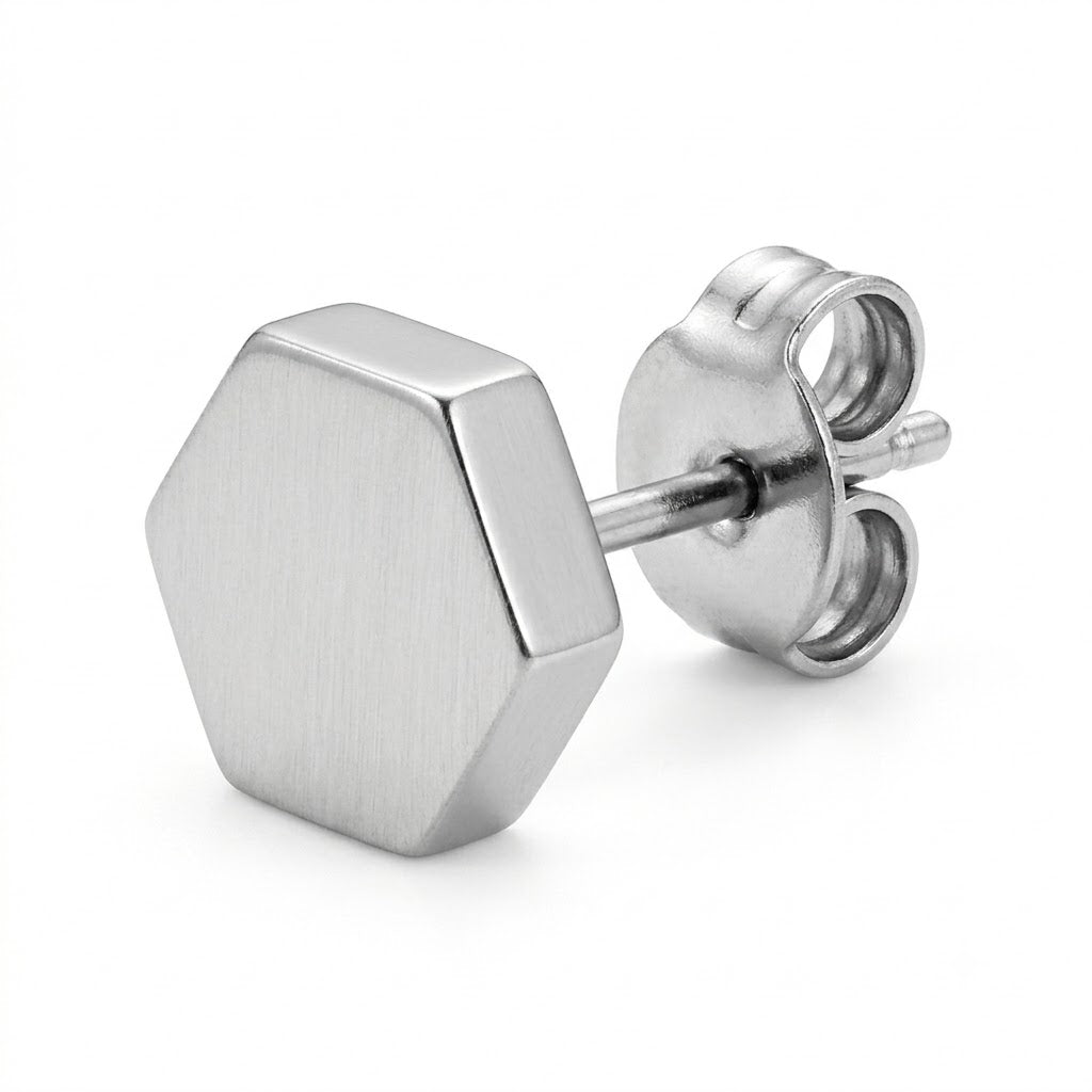 Hexagonal Stainless Steel Stud Earrings