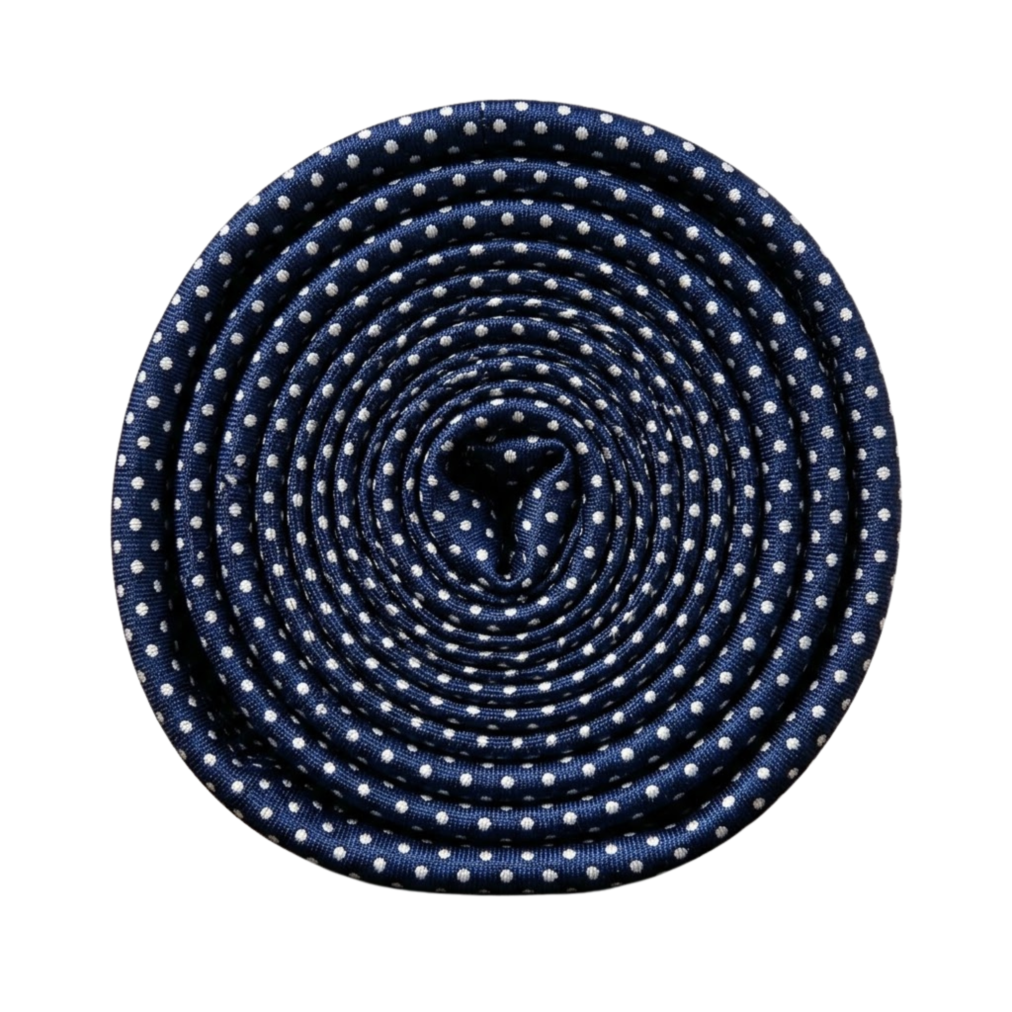 Premium Silk Tie - Navy & White Polka Dot