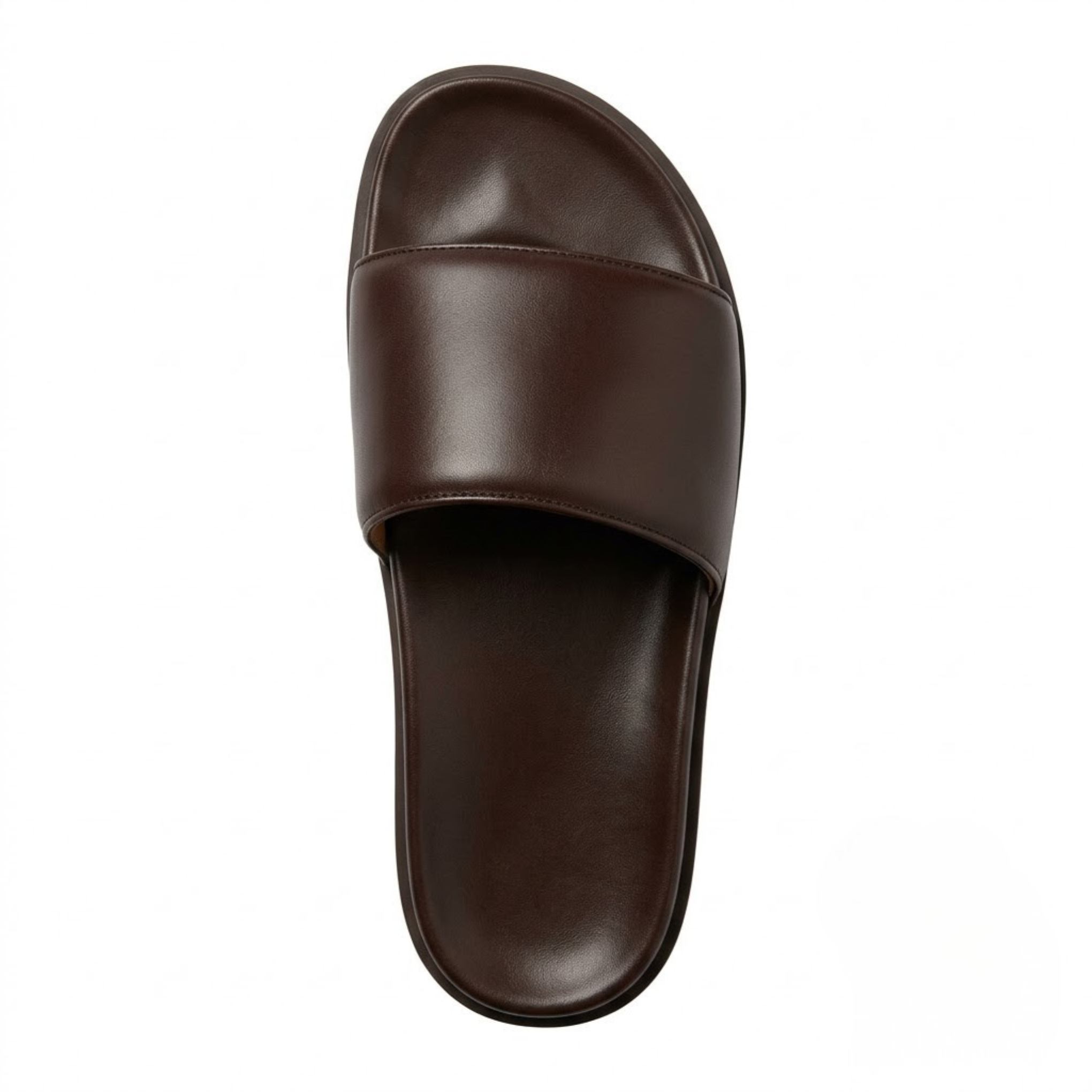 Premium Leather Slider - Dark Brown