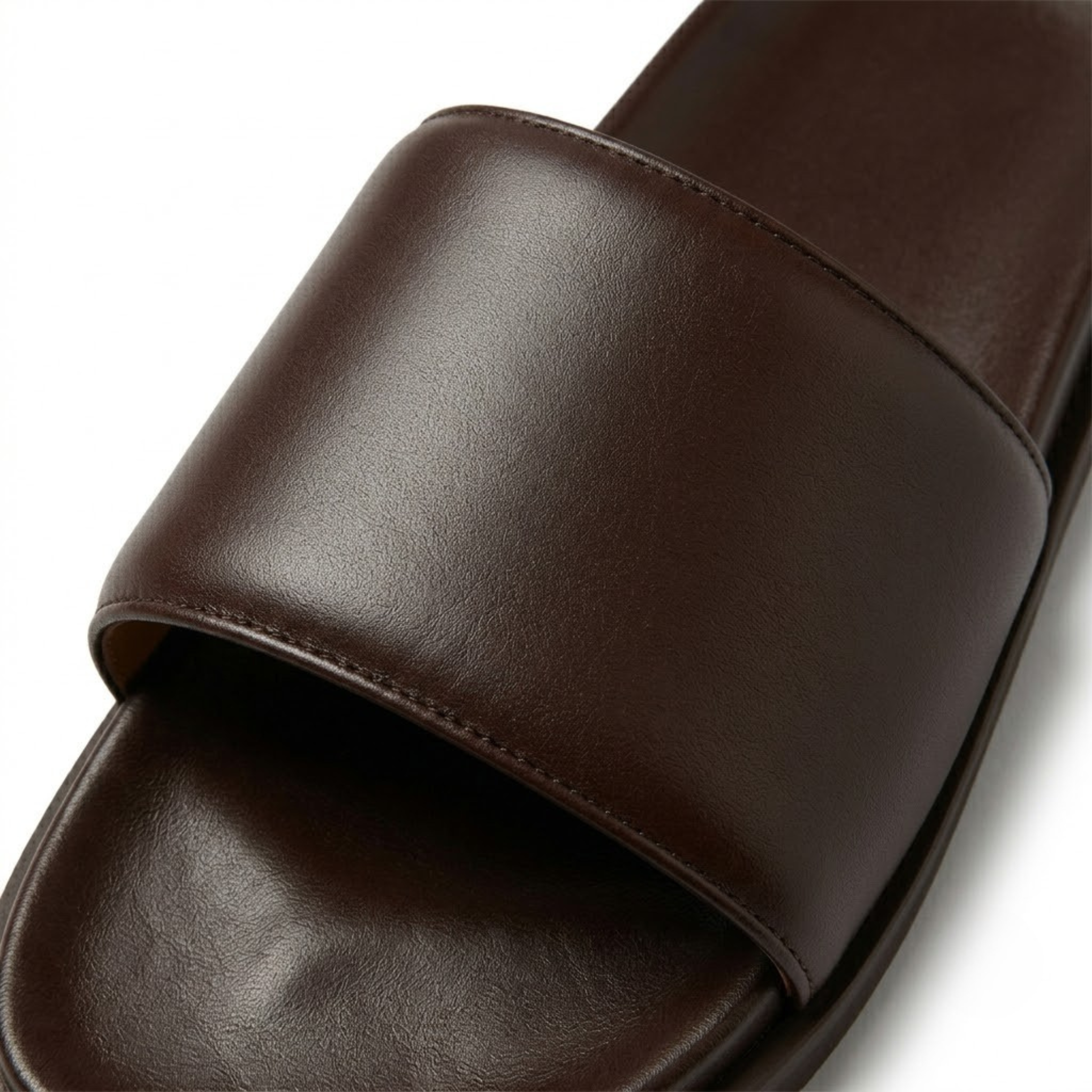 Premium Leather Slider - Dark Brown