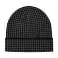 Check Cashmere Beanie - Black & Charcoal