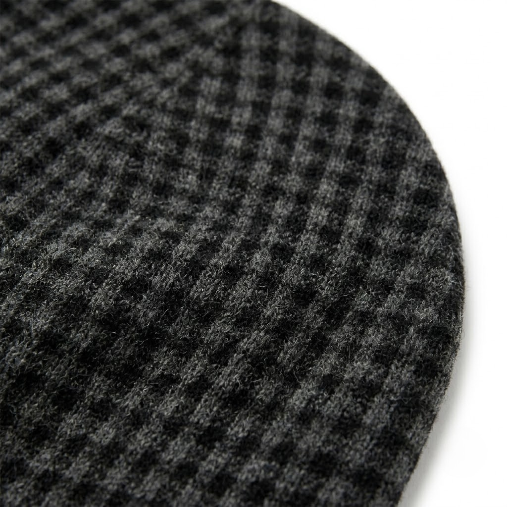 Check Cashmere Beanie - Black & Charcoal