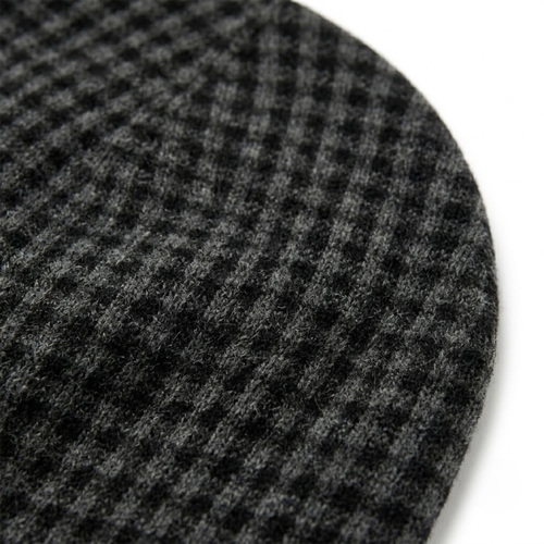 Check Cashmere Beanie - Black & Charcoal