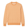 Hexagonal Pattern Wool Sweater - Light Orange & White