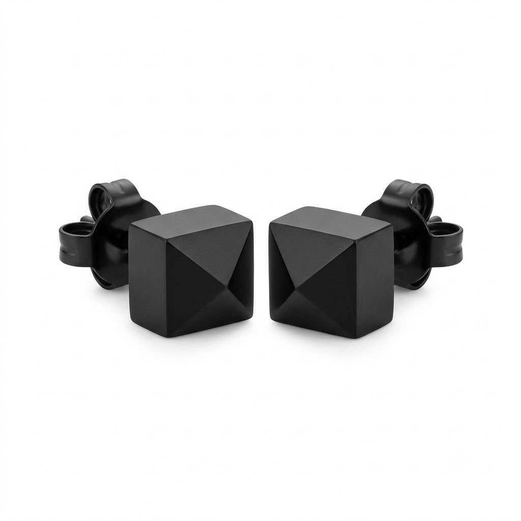 Matte Black Geometric Stud Earrings