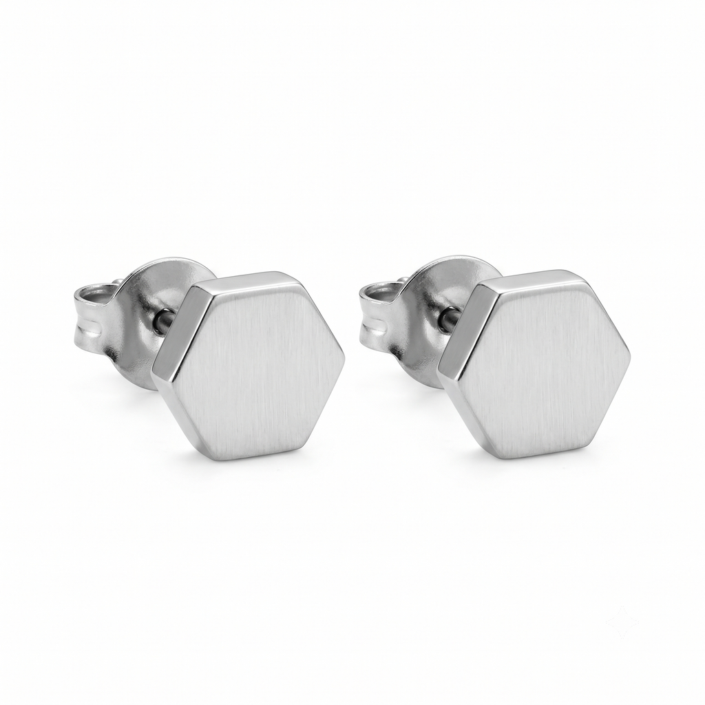 Hexagonal Stainless Steel Stud Earrings