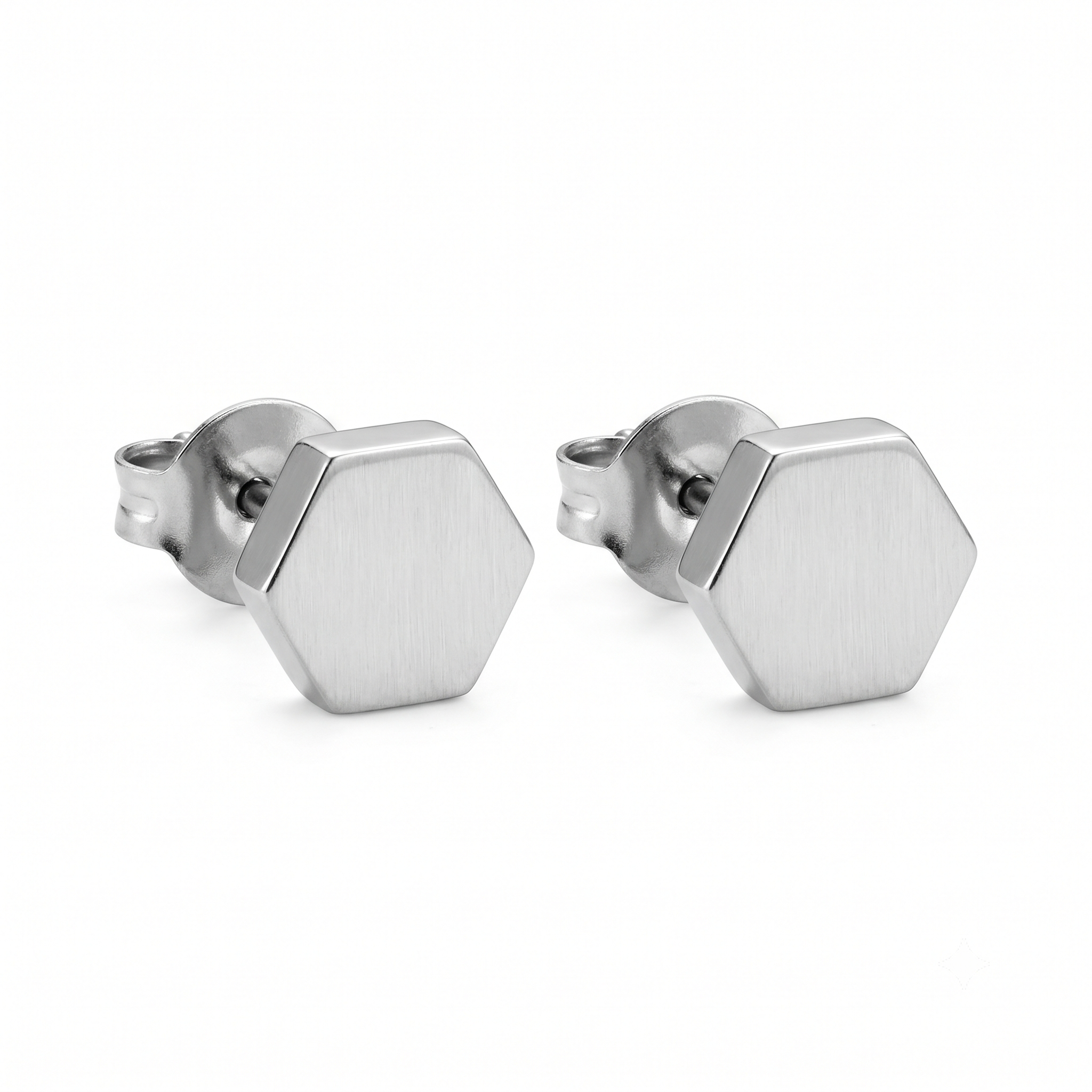 Hexagonal Stainless Steel Stud Earrings