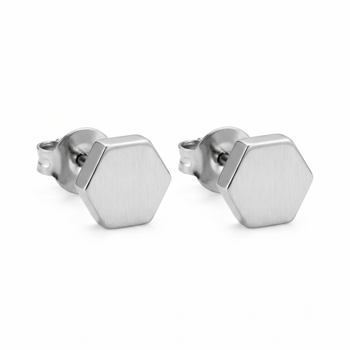 Hexagonal Stainless Steel Stud Earrings