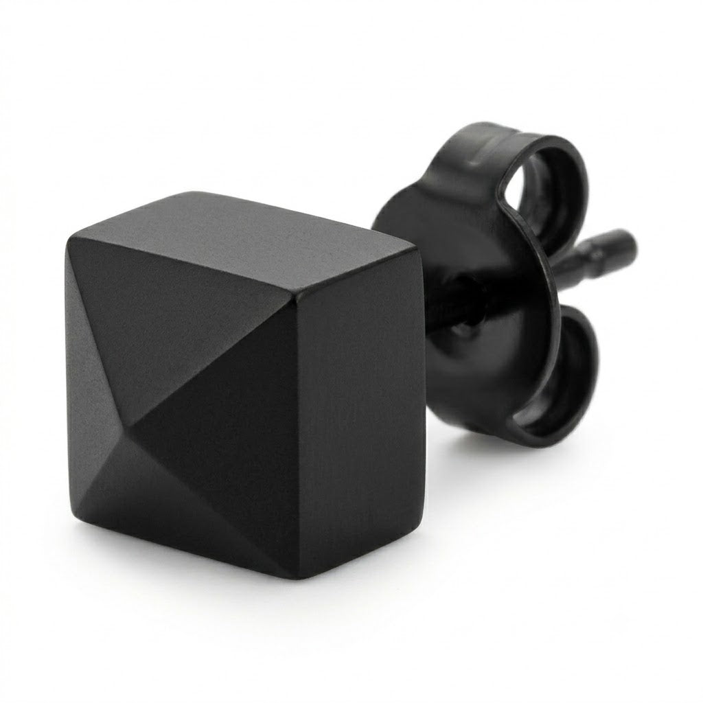 Matte Black Geometric Stud Earrings
